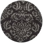 SAFAVIEH Florida Shag Collection 4' x 4' Round Dark Brown / Smoke SG460 Damask Non-Shedding Living Room Bedroom Dining Room Entryway Plush 1.2-inch Thick Area Rug