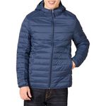 Amazon Essentials Men's Lightweight Water-Resistant Packable Hooded Puffer Jacket, Navy, XL