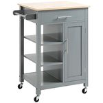 HOMCOM Kitchen Island, Compact Kitchen Cart on Wheels with Open Shelf & Storage Drawer for Dining Room, Kitchen, Grey