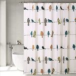 homewards Premium Polyester Birds Design Shower Curtain with 12 Hooks | Standard, 6ft x 6.5ft (180cm x 198cm) Set of 1