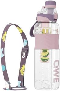 QWE Sports Water Bottle Large Capacity with Carry Handle,double drinking,high-capacity,50.7oz,Heat-resisting,Reusable,tritan BPA Free,Perfect for Travel, School, Outdoors, Cycling and Gym (Purple)