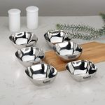 Sumeet Heavy Gauge Stainless Steel Apple Square Bowl/Wati/Katori with Mirror Finish – 9.5cm Dia, set of 6pc, 200ML Each - Silver