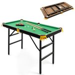 SPOTRAVEL 4FT/4.5FT Billiards Table, Folding Pool Game Snooker Table with 2 Cue Sticks, 2 Chalks, 16 Balls, Triangle & Brush, Portable Pool Table Set (Green + Black, Metal Legs, 122 x 64 x 78cm)