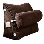 Kongdson Wedge Reading Cushion for Sofa, Back Support with Adjustable Neck Pillow, 50x45x22cm Soft Lumbar Support Bolster, Bed Rest Headboard Positioning Pillow