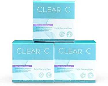 Clear C Eyelid Wipes Pre-Moistened for Dry Eyes – Rinse Free Eye Lid Cleaning Wipes – Individually Wrapped Travel Eye Wipes, 3 Boxes of 30