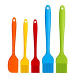 Basting Brushes Silicone Heat Resistant BPA Free Pastry Brushes with Spatula for BBQ Grill Barbeque & Kitchen Baking Set Oil Brushes Soft Bristles Long Handle (5 Pack) with Storage Bag