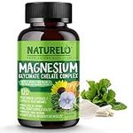 NATURELO Magnesium Glycinate Chelate Complex - 200 mg Magnesium with Organic Vegetables to Support Sleep, Calm, Muscle Cramp & Stress Relief – Gluten Free, Non GMO - 120 Capsules