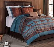 Chezmoi Collection Sedona 7-Piece Comforter Set, Polyester, Turquoise Blue, Full