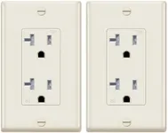 Micmi Decorator Receptacle Outlet, Tamper Resistant, Decorative Electrical Receptacle Outlet, 20Amp 125Volt, Grounding with Wall Plate UL Listed (2Pack, Ivory, 20 Amp Outlet)