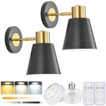 ZZ Joakoah Battery Operated Wall Sconce Set of 2, Wireless Wall Sconce with Remote Control, Modern LED Dimmable Wall Lighting, Indoor Wall Lamp Fixture for Bedroom Corridor Living Room, Bulb Included