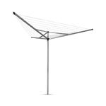 Brabantia 30m Essential Rotary Washing Line (Metallic Grey) Collapsible Umbrella System, 3 Arm Outdoor Clothes Dryer + 35mm Plastic Ground Tube