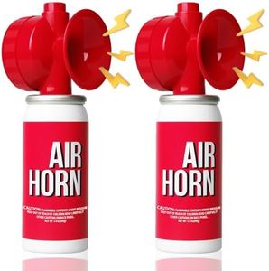 Air Horn 1.4oz 2pcs, Loud Mini Safety Boat Air Horn Can, Sports Event Starting Horn, Mini Small Compressed Blow Fog Bear Air Horn, Celebrate Victory（2,Red）