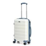 Hard Shell PC Carry on Cabin Approved 20'' Lightweight Suitcase Luggage Trolley with 4 Spinner Wheels TSA Combination Lock Suitcase Approved by Over 100+ Airlines (White)