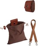 Foraging Bag Collapsible Canvas Pouch for Outdoor Hiking, Bushcraft, Beachcombing, Collecting Mushroom, Nuts, Seashells, with Adjustable Shoulder Strap, Brown
