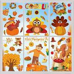 Thanksgiving Fall Window Clings Decorations, 10 Sheets Thanksgiving Window Stickers for Kids Home Office Classroom Party Glass Windows Double Sided Turkey Autumn Pumpkin Fall Leaves Window Decal