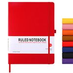 HIJYOO A4 Notebook, Notebook A4 Journal Notebook Hardcover Notepad with Bookmark Composition Notebooks, Pen Loop, and Elastic Closure, 8.3" X 11.18"，Red