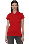 Allen Solly Women's Solid Regular fit T-Shirt (AHCTCRGFD40918_Red 2XL)