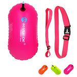 MARJAQE Swim Buoy for Open Water Swimmers Triathletes Kayakers Snorkelers, Swim Float and Drybag for Open Water Swim Buoy Float for Safer Swim Training (Red)