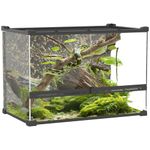 PawHut Reptile Glass Terrarium, Reptile Vivarium with Stone Background, Front Ventilation, Escape-Proof Knob Lock, Glass Enclosure for Lizards, Horned Frogs, Snakes, 50 x 30 x 35 cm, Black