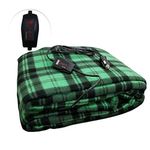 ZONETECH Car Travel Blanket – Green Plaid Premium Quality 12V Polar Fleece Material Automotive Comfortable Seat Blanket Great for Winter, Cold Days and Nights, Road Trips