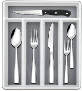 LIANYU 72-Piece Silverware Set of 12 with Steak Knives and Drawer Organizer, 18/10 Stainless Steel Anti Rust Flatware Cutlery Sets, Service Eating Utensils for Home Wedding, Mirror Polished