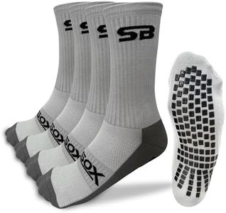 SB SOX Grip Socks for Men and Women (2 Pairs) – Non Slip Soccer Grip Socks for Football, Basketball, and Improved Performance (Gray)