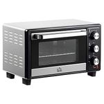 HOMCOM Convection Mini Oven, 16L Countertop Electric Grill, Toaster Oven with Adjustable Temperature, 60 Min Timer, Crumb Tray, Baking Tray, Wire Rack, Tray Handle, 1400W