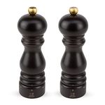 PEUGEOT - Paris u'Select Natural - 18 cm Salt and Pepper Mill Set - Black Pepper + Rock Salt Included - 6 Predefined Grind Settings - Made with PEFC Certified Wood - Made in France - Chocolate Colour