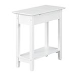 Convenience Concepts American Heritage Flip Top End Table with Charging Station and Shelf, White