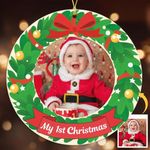 NewEleven My First Christmas, Baby First Christmas Ornament 2024, Baby Picture Frame for New Parents Gifts, Babys First Christmas Ornament 2024 Girl Boy - New Baby Double Sided Picture Frame Ornament