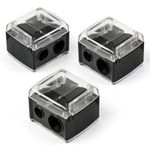 3 Pcs Eyeliner Sharpener,Catches Shavings,Stainless Steel and Plastic,Dual & Compact Cosmetic Pencil Sharpener for Eyeliner,Lip Liner,Brow Pencil etc,Essential Cosmetic Makeup Tool(Black)