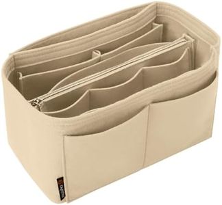 OMYSTYLE Beige Large Purse Organizer Insert for Handbags, Felt Bag Organizer for Tote & Purse, Tote Bag Organizer Insert with 5 Sizes, Compatible with Neverful Speedy and More（11.4"×5.9"×6.9"