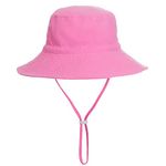 EMTSEB Baby Sun Hat Toddler Summer UPF 50+ Sun Protective Bucket Hat Wide Brim Beach Hats for Baby Boys Girls 0-6 Years (Hot Pink, 6-24 Months)