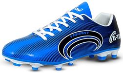 B-TUF Vibrant Football Shoes Studs TPU Sole Sports Boots for Men Women Boys Girls (White/Black/Blue) Size UK 4