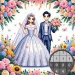 Bride & Groom Pixel Art Color By Number - Sandbox Wedding Coloring Pages