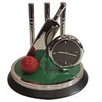 Saugat Traders Metal New Year Gift - Cricket Showpiece Analog Clock For Office & Home Birthday Gift For Men & Boys (H 8.5 X L 9 X W 9 Cm), Green