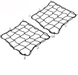 2 Pack of 15.7"x15.7" Bungee Cargo Net Stretches to 30"x30" Elastic Motorcycle Luggage Bungee Netting with 12 Metal Hooks Stretchable Bungee Cord Mesh Load Net Bike Paddle board Quad Canoe Moped ATV