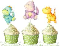 10 Pcs Dino Cupcake Toppers - Adorable Prehistoric Decor for Baby Shower or Birthday Party, Fun Dinosaur Cake Accents