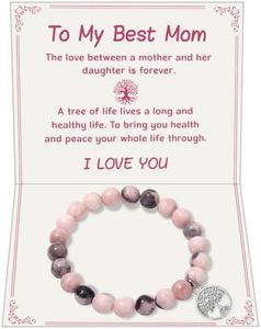 Unique Birthday Bracelet Gifts for Sister Aunt Mom Grandma Bestie Friend Daughter Girlfriend Wife Nana Coworker, 21st 30th 40th 50th 60th 70th Natural Stone Bracelets For Birthday For Women Teen Girls, 7.5 IN Thank you gifts mom, Natural Stone work mom gifts, no gemstone