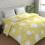 Huesland by Ahmedabad Cotton 144 TC King Size Bedsheet Cotton with 2 Pillow Covers | Sphere | 108 x 108 inches | Yellow & Off White