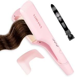 VODANA Professional Triple Flow Ceramic Hair Waver, Easy Beach Wave, Embedded, Light Double Barrel Wave Iron for Wide Deep Waves (1.25 inch, Pink Vanilla)