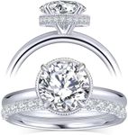 KSTYLE 1.34-2.47 CTTW Engagement Rings Moissanite Wedding Ring Sets for Women | D Color-VVS1 Clarity | Classic 4 Prong Lab Diamond Ring, 18K White Gold Plated Moissanite Rings Promise Rings for Her,