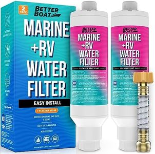 Better Boat 2 Pack Inline RV Water Filter, NSF Certified, Marine Grade, for Hose, Campers, and Garden, Includes Flexible Protector