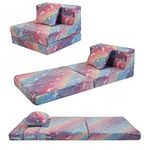 MeMoreCool Kids Sofa Bed, Toddler Floor Mattress Glow in The Dark, Baby Modular Unicorn Couch, Fold Up Children Sofa Convertible Futon Folding Mattress Chair Bed for Playroom