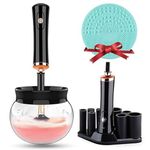 Upgraded Makeup Brush Cleaner and Dryer Machine, Super-Fast Electric Brush Cleaner Machine with 8 Size Rubber Collars, Automatic Brush Cleaner Spinner Makeup Brush Tools