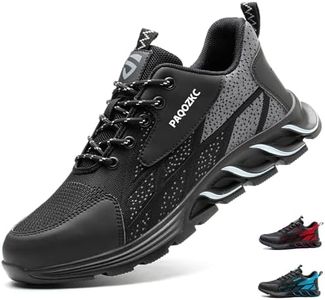 PAQOZKC Chaussures de Sécurité Hommes Antidérapante Basket de Securite Femme Confortable Chaussures de Travail avec Embout de Protection en Acier 8082/Noir 44