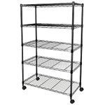 Simple Deluxe 5-Shelf Shelving Unit - Heavy Duty Storage Shelving, Metal Wire Shelving, Storage Organizer Standing Rack for Kitchen, Office and Garage, 30'' x 14" x 63", Black