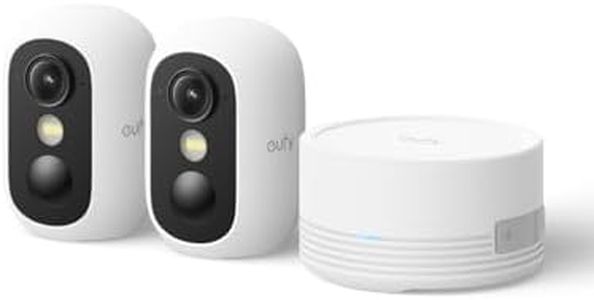 eufy Security eufyCam C35 2-Cam Kit, Wireless Security Camera, Outdoor and Indoor, Magnetic Mount, Color Night Vision, Local Storage, No Monthly Fee, Facial Recognition, Supports Solar Panel, White