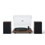 Crosley C62 Record Player with Speakers - Bluetooth Turntable with 60W Bookshelf Speakers, Easy Set Up Vinyl Player with Dust Cover, Record Player Shelf System, Audio-Technica Cartridge, Walnut