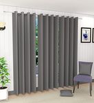 Decorvilla Blackout Faux Silk Superior 4 Piece Plain Solid Grommet Curtains Door Curtains, Grey, 7 Feet